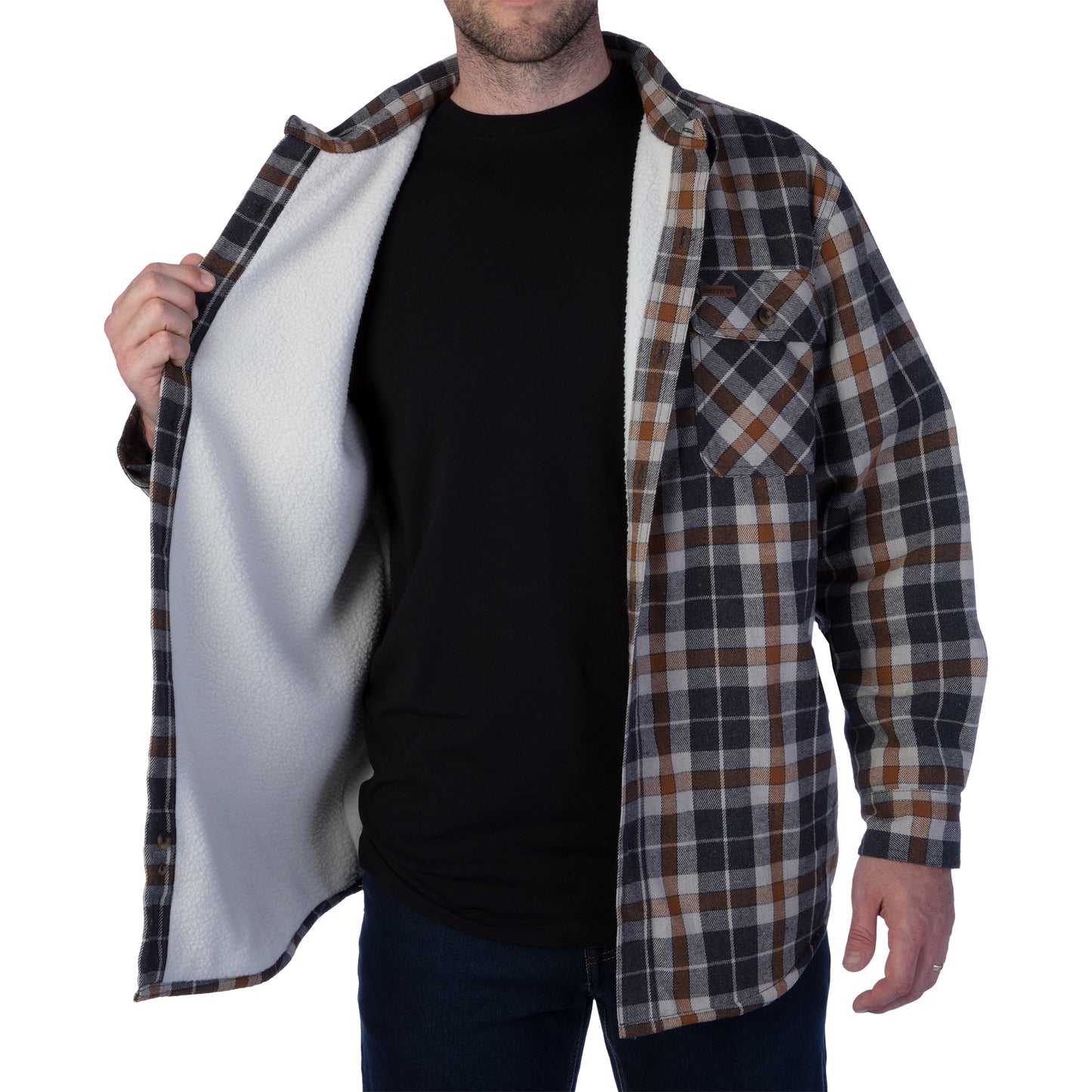 80/20 COTT/POLY FLANNEL SHERPA LINED SHIRT JKT