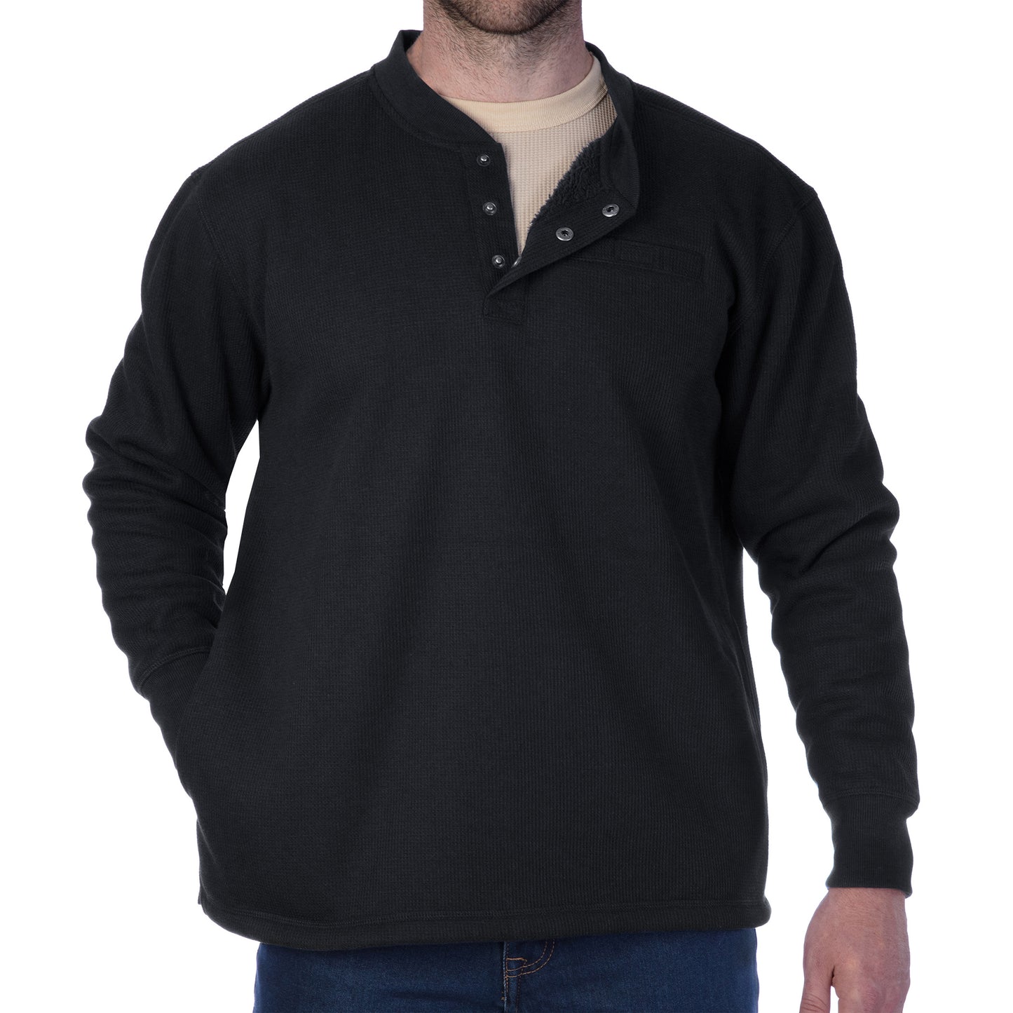 SHERPA-LINED BONDED THERMAL HENLEY PULLOVER