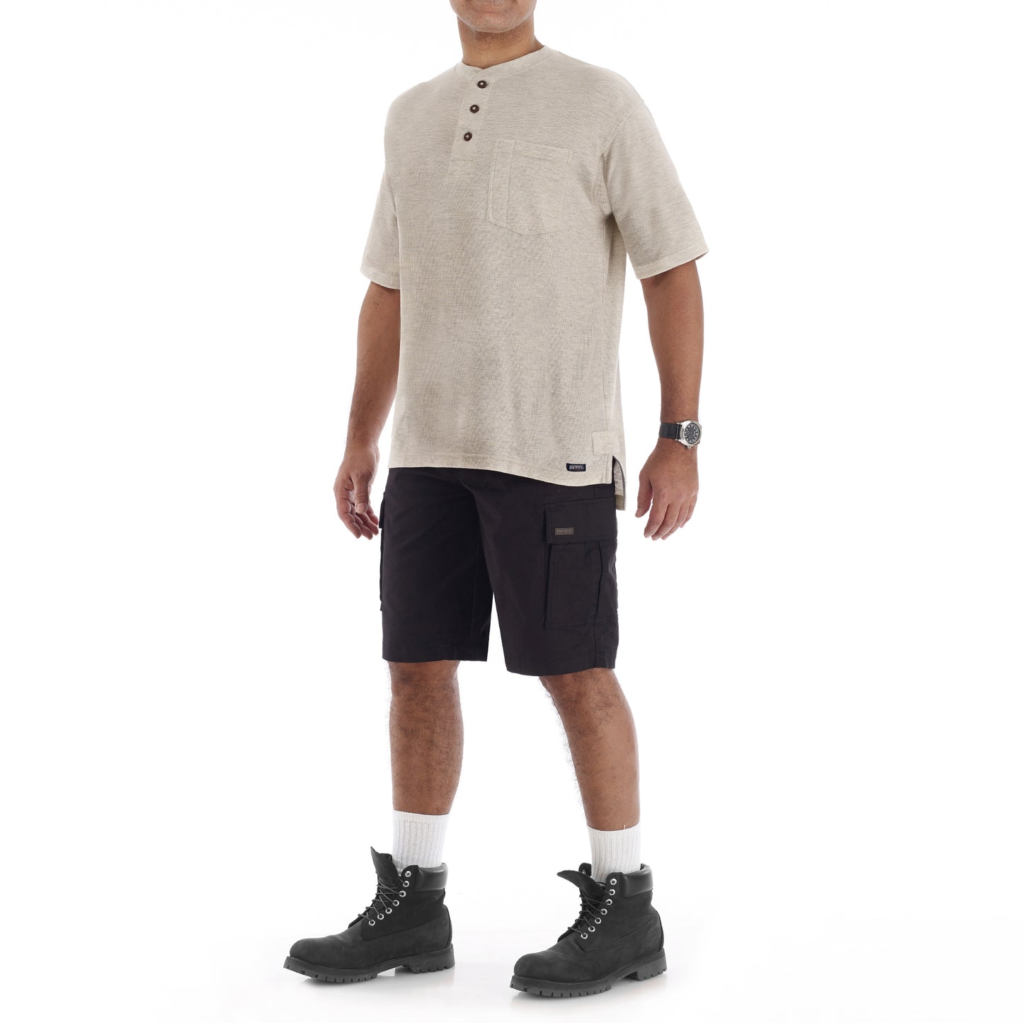 COTT/POLY S/S MIMI WAFFLE THERMAL HENLEY KNIT