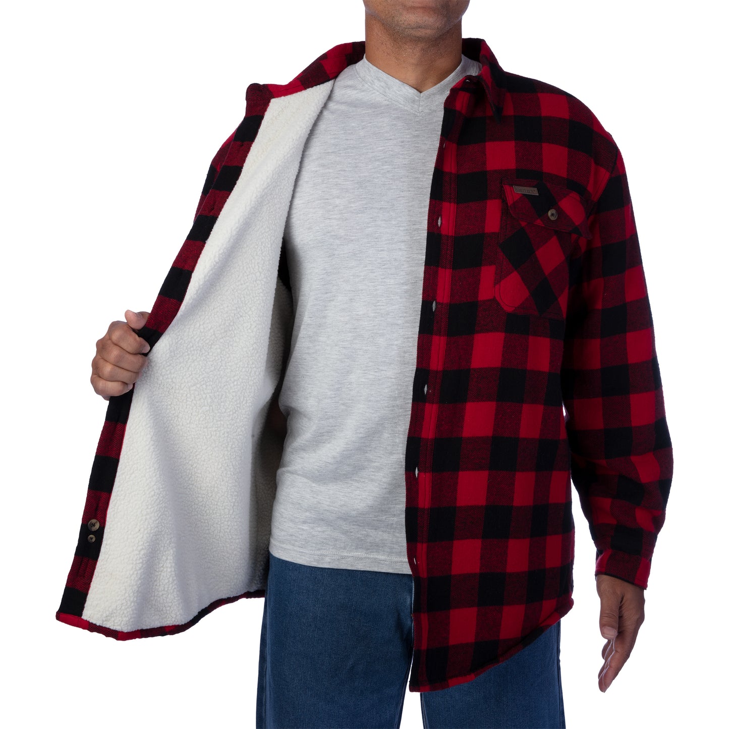 80/20 COTT/POLY FLANNEL SHERPA LINED SHIRT JKT