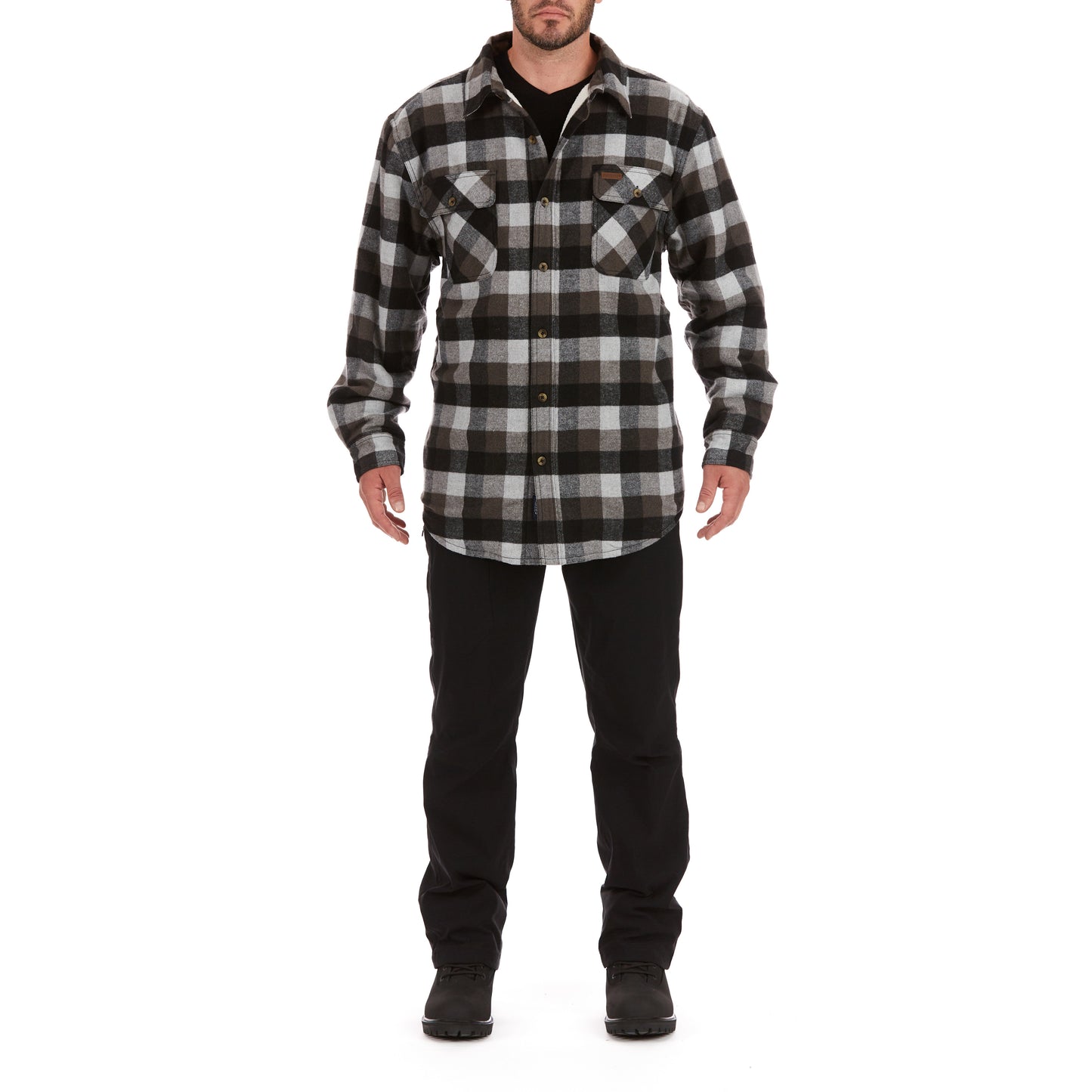 80/20 COTT/POLY FLANNEL SHERPA LINED SHIRT JKT