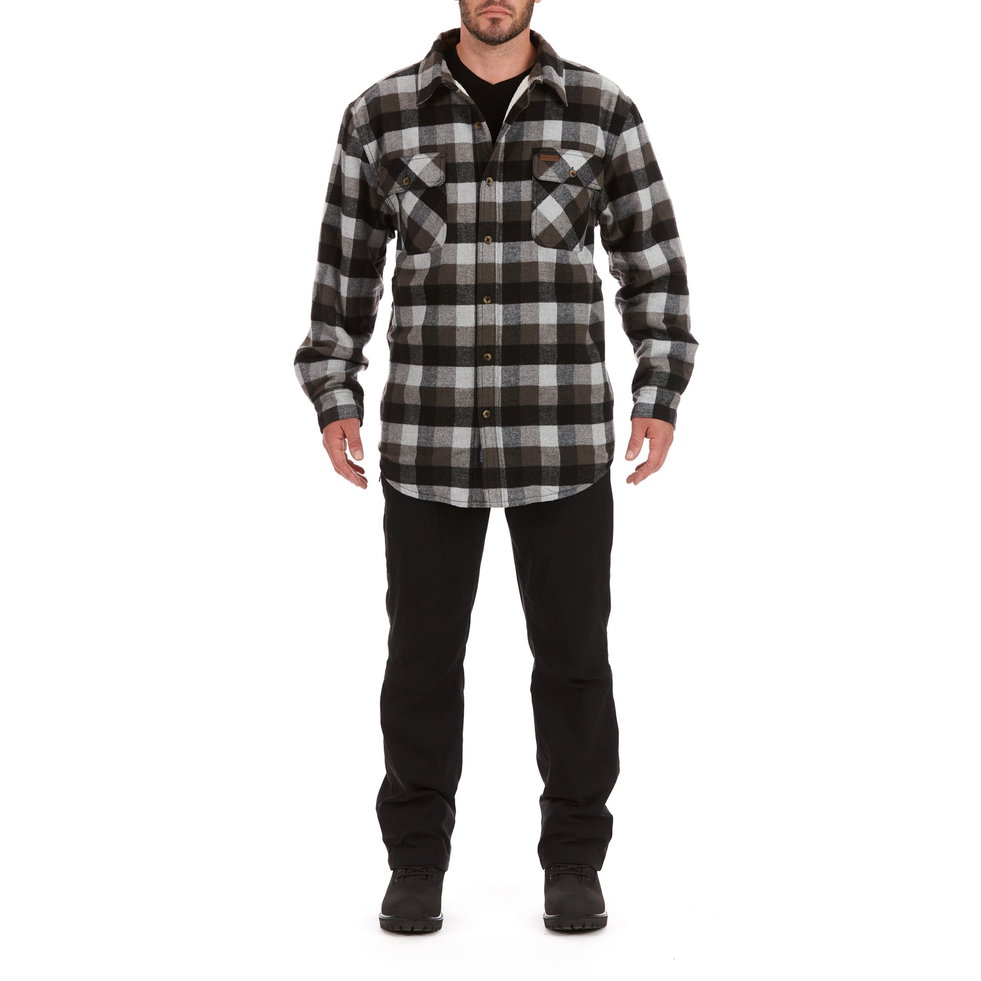 80/20 COTT/POLY FLANNEL SHERPA LINED SHIRT JKT