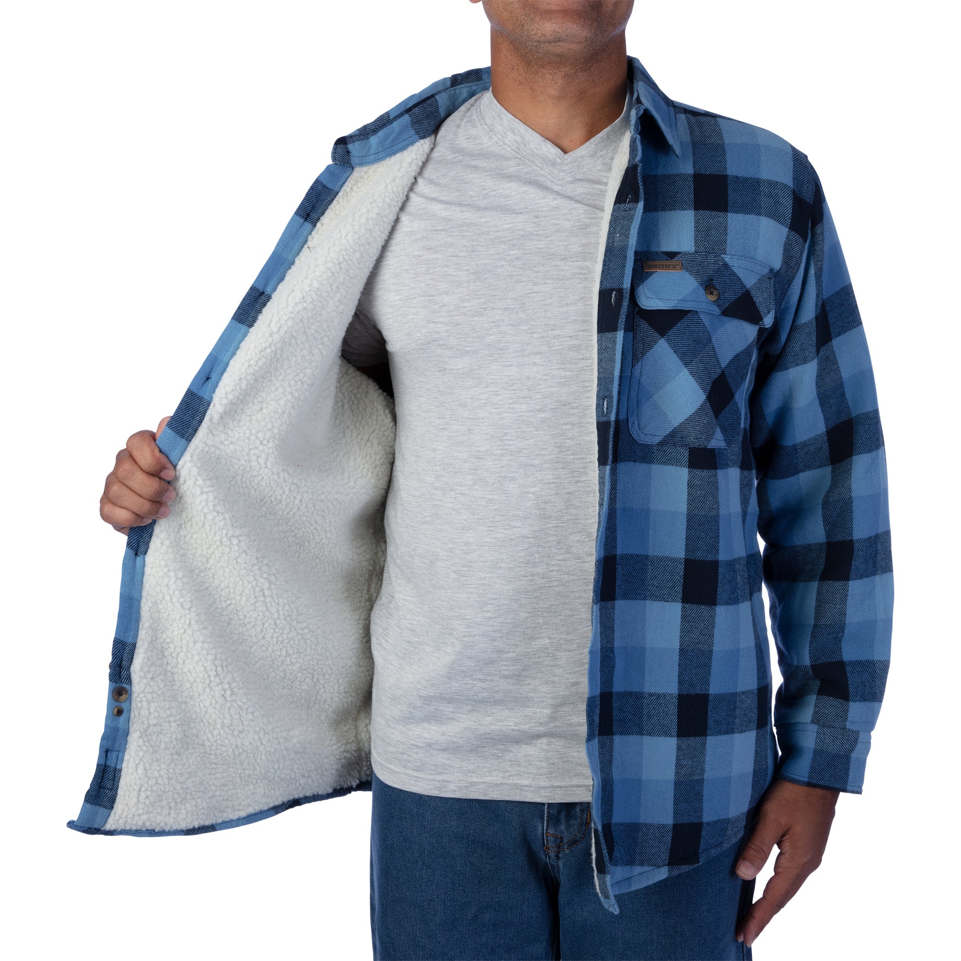 80/20 COTT/POLY FLANNEL SHERPA LINED SHIRT JKT