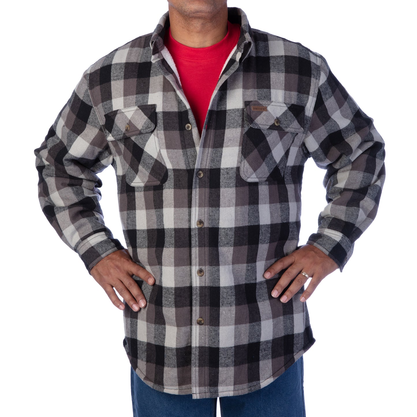 80/20 COTT/POLY FLANNEL SHERPA LINED SHIRT JKT