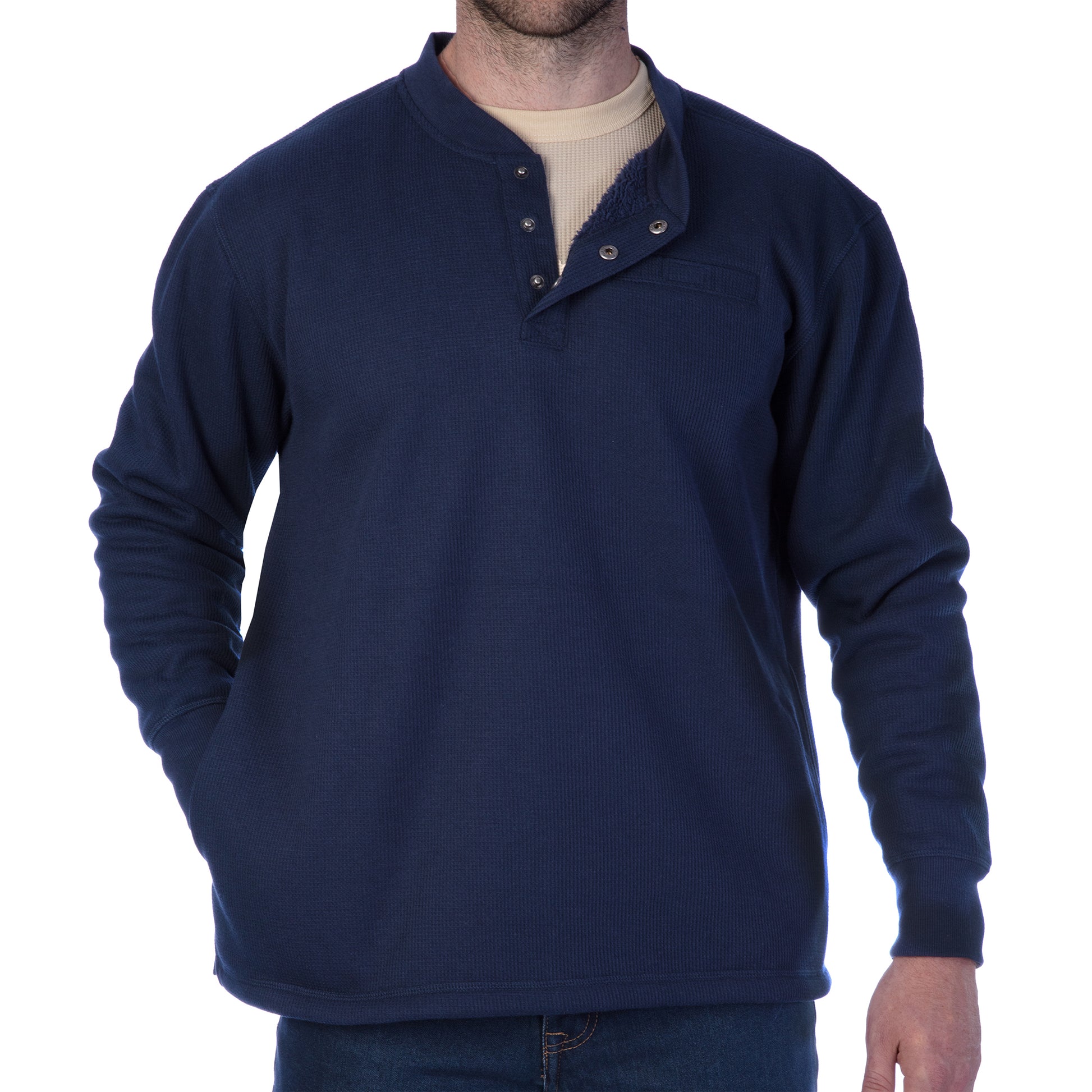 SHERPA-LINED BONDED THERMAL HENLEY PULLOVER