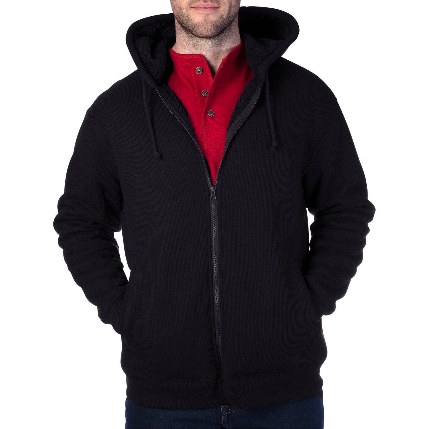 SHERPA-LINED BONDED THERMAL HOODED JACKET