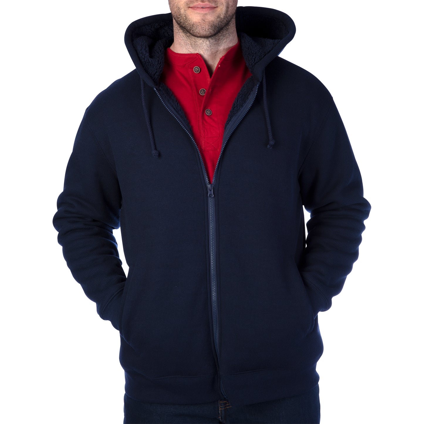 SHERPA-LINED BONDED THERMAL HOODED JACKET
