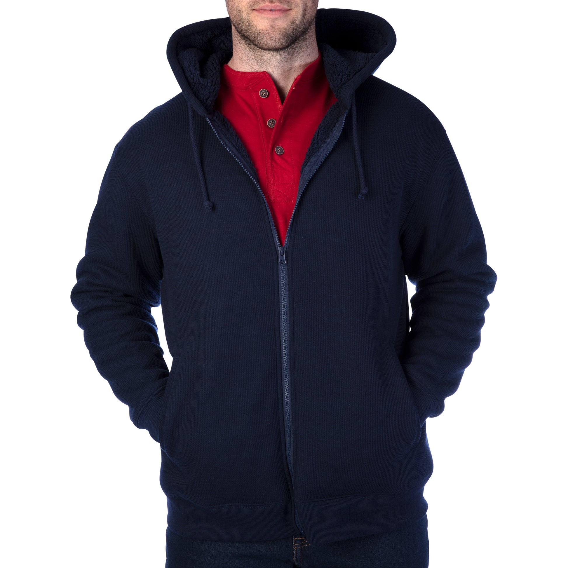 SHERPA-LINED BONDED THERMAL HOODED JACKET