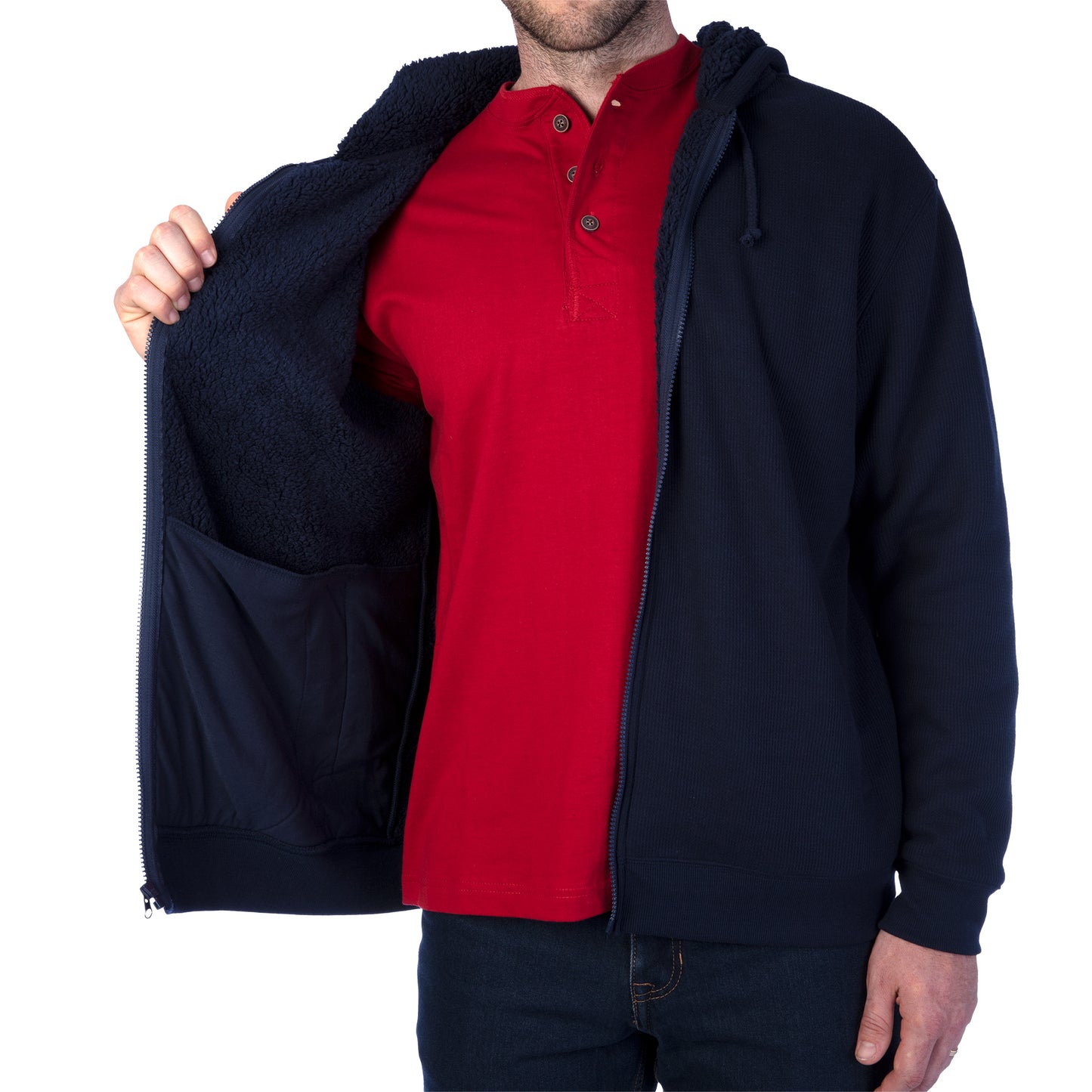 SHERPA-LINED BONDED THERMAL HOODED JACKET