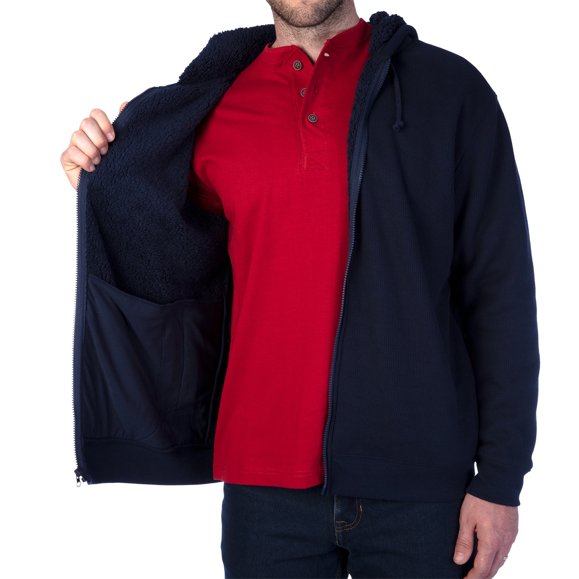 SHERPA-LINED BONDED THERMAL HOODED JACKET