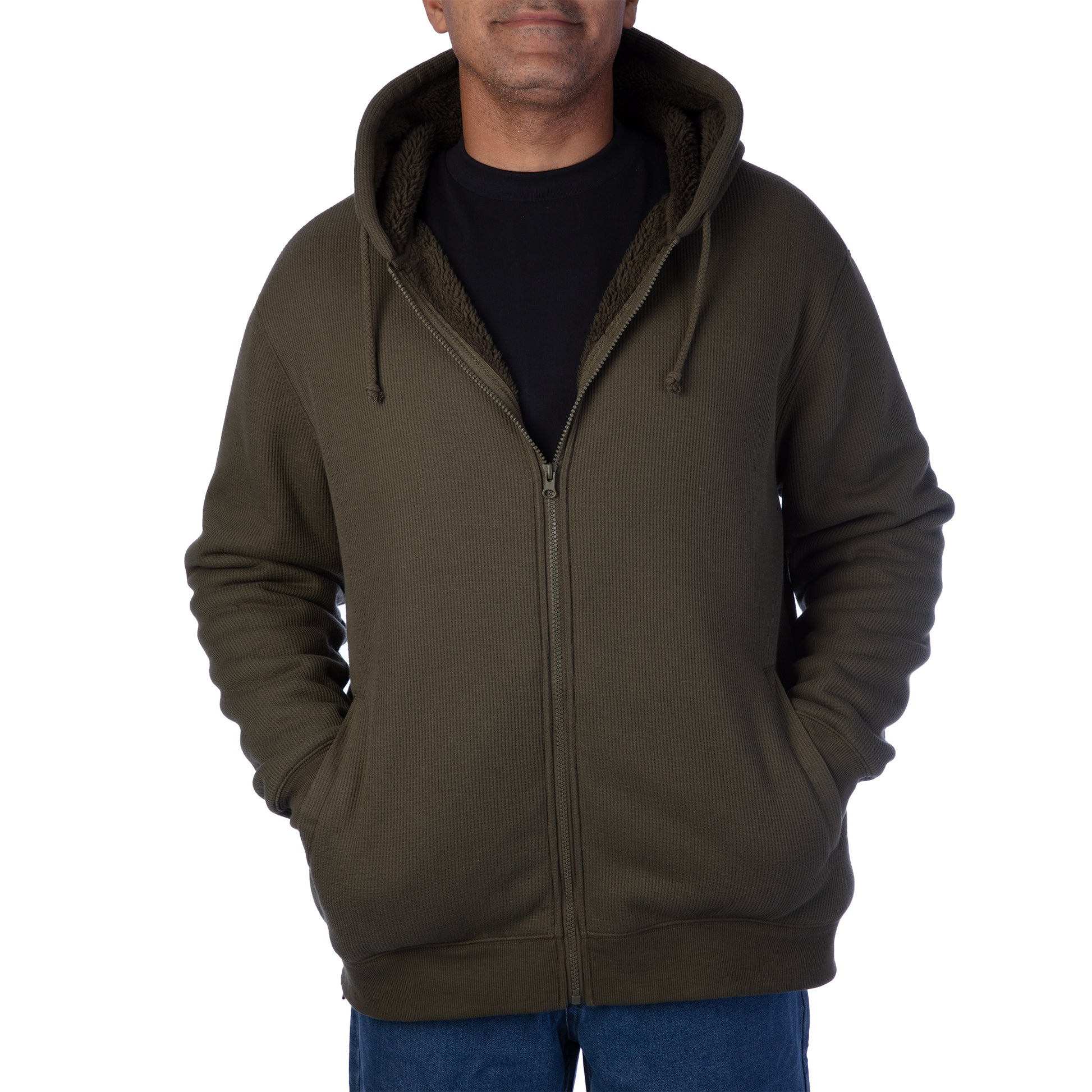 SHERPA-LINED BONDED THERMAL HOODED JACKET