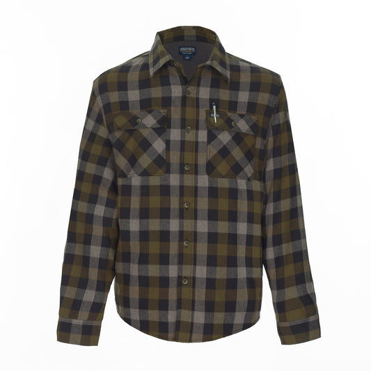 Smith's Work Wear L/s Plaid Fkannel Shirt W/solid Flannel Mens Style : S3286