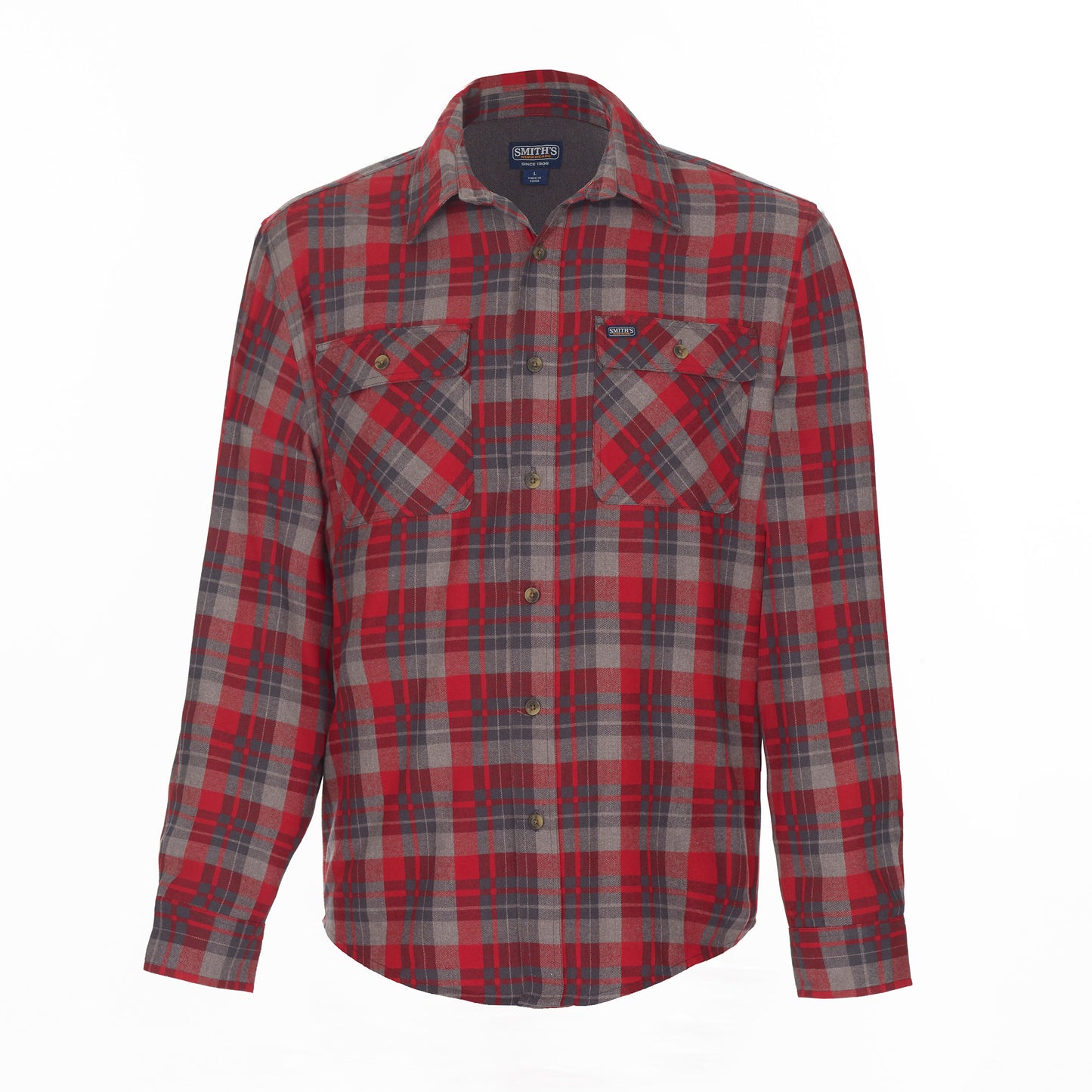 Smith's Work Wear L/s Plaid Fkannel Shirt W/solid Flannel Mens Style : S3286