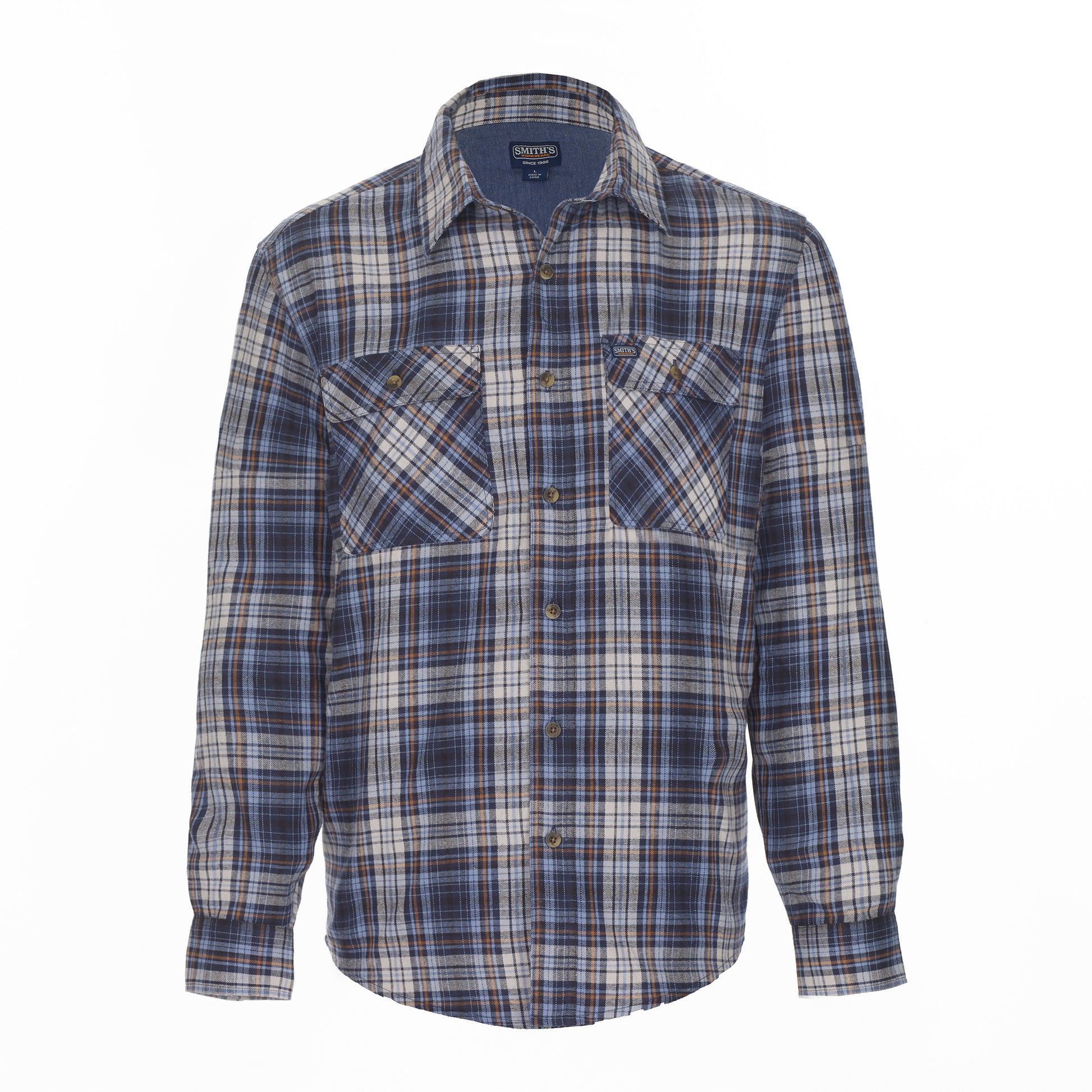 Smith L/s Plaid Fkannel Shirt W/solid Flannel Mens Style : S3286