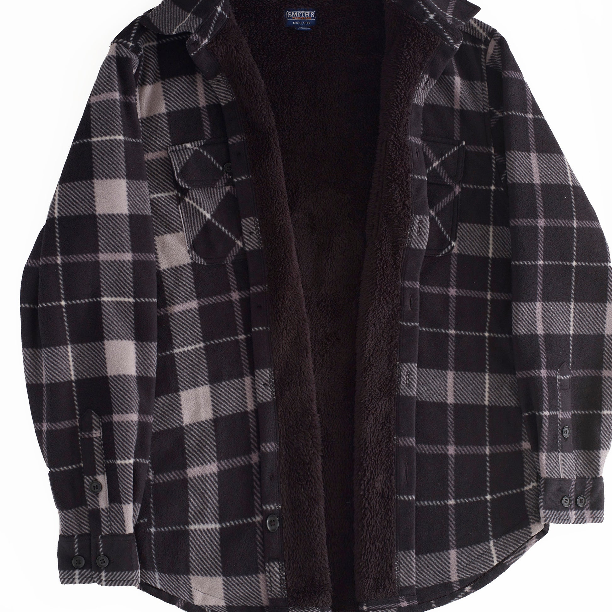 Smith's Work Wear Men Sprinted Micro Fleece Sherpa Lined Shirt Jkt Mens Style : S4564-375