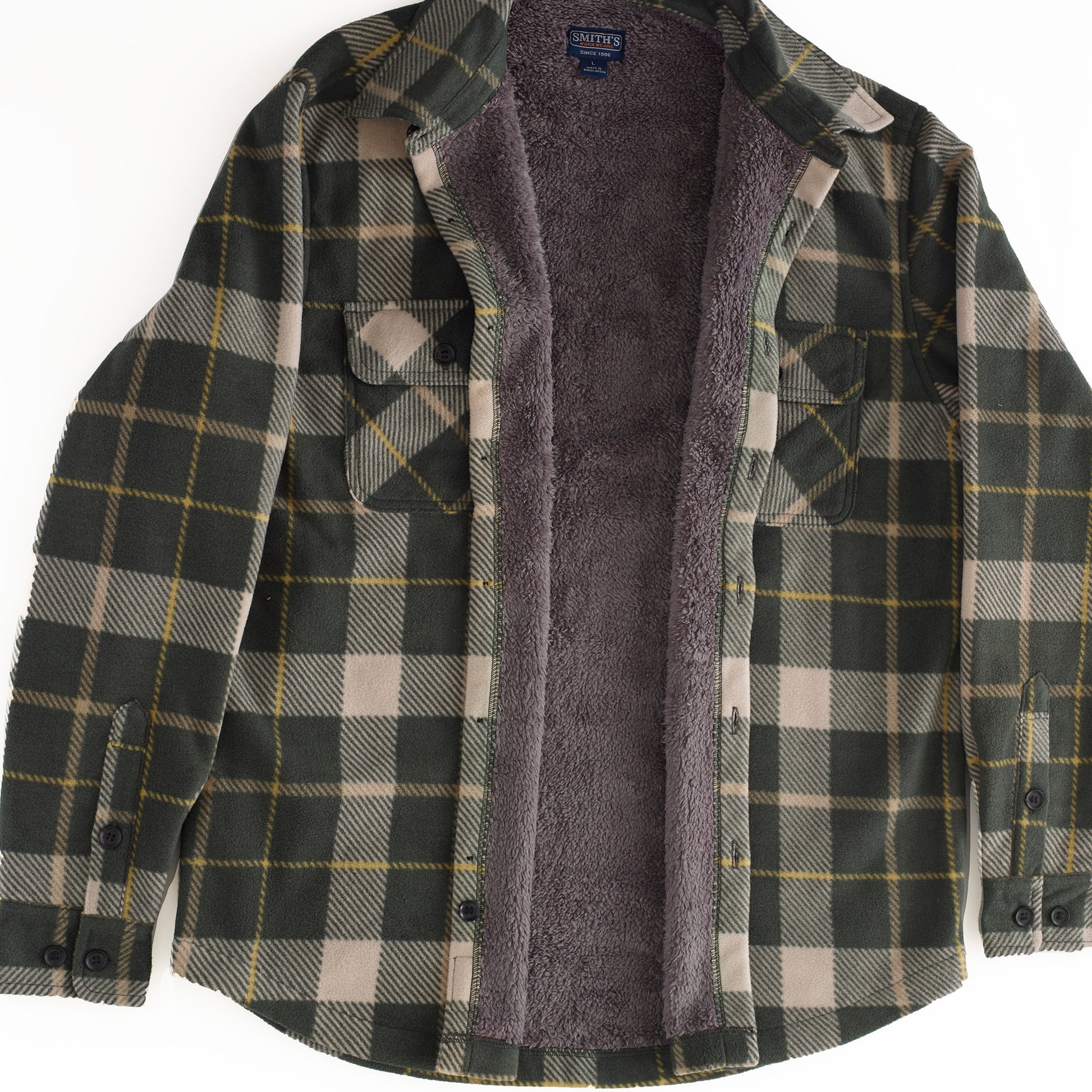 Smith's Work Wear Men Sprinted Micro Fleece Sherpa Lined Shirt Jkt Mens Style : S4564-375